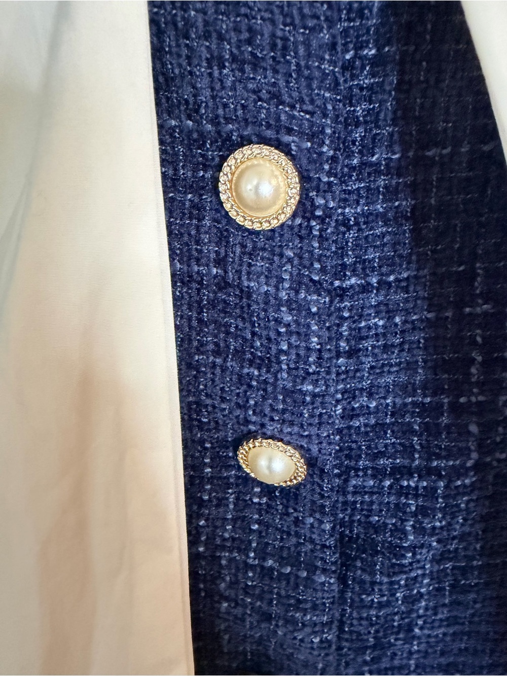 Commense Pleated Hem Bow Neckline Tweed Mini Dress - Picture 9 of 10